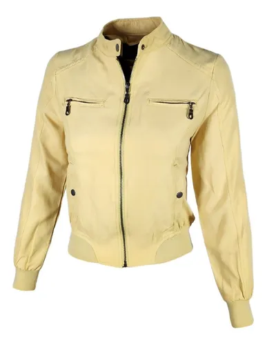 Cazadora top piel amarilla
