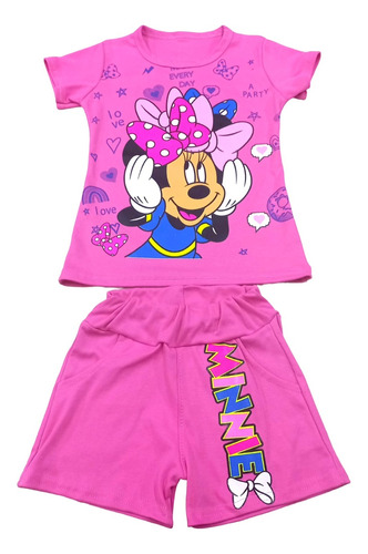 Conjunto Minnie Mouse Polera Y Short Afranelado  Niña