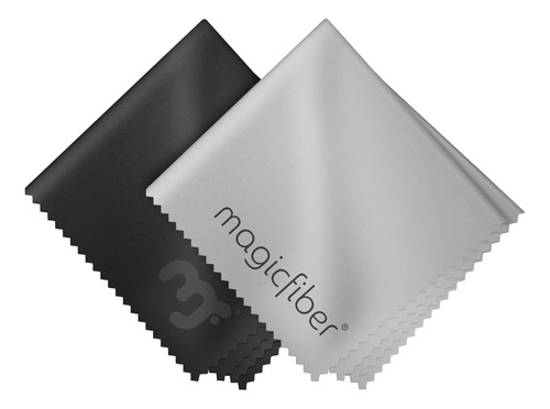 2 Paños De Microfibra Magicfiber, Negro Y Gris, 18 X 15 Cm