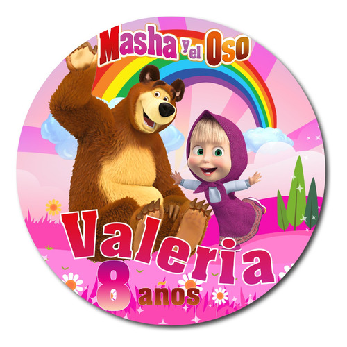 Lona Personalizable Masha Y El Oso 2x2 Mtr Decoracion Fiesta