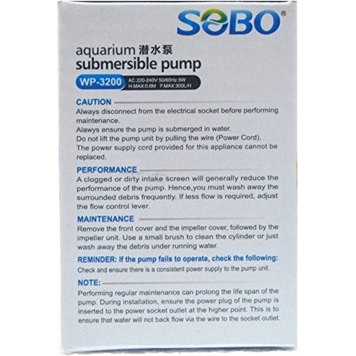 Imagen 7 de 7 de Bomba De Agua Sumergible Wp-3200 Para Peceras Acuarios