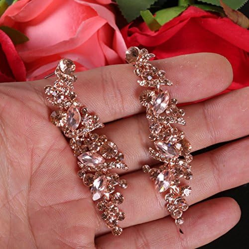 Nlcac Pendientes De Araña De Oro Rosa De Cristal Con Colgant