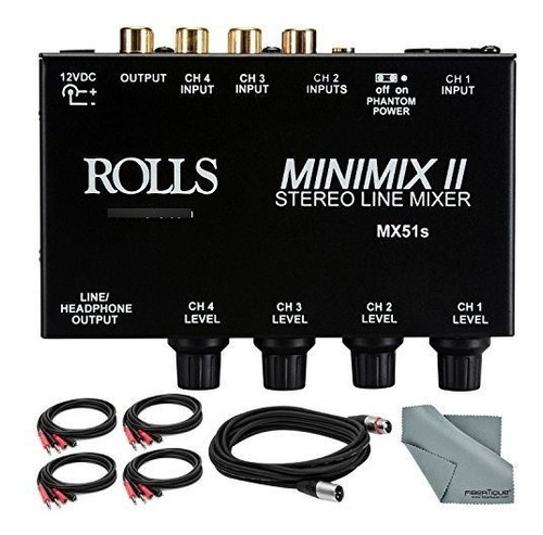 Rolls Mx51s Mini-mix Ii 4 Canales Rca Mezclador Y Paquete De