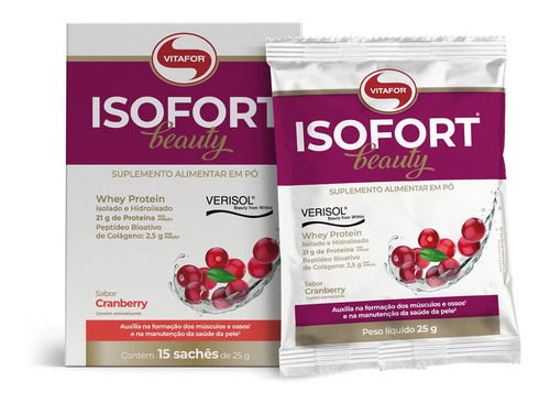 Isofort Beauty - 15 Sachês 25g Cranberry - Vitafor