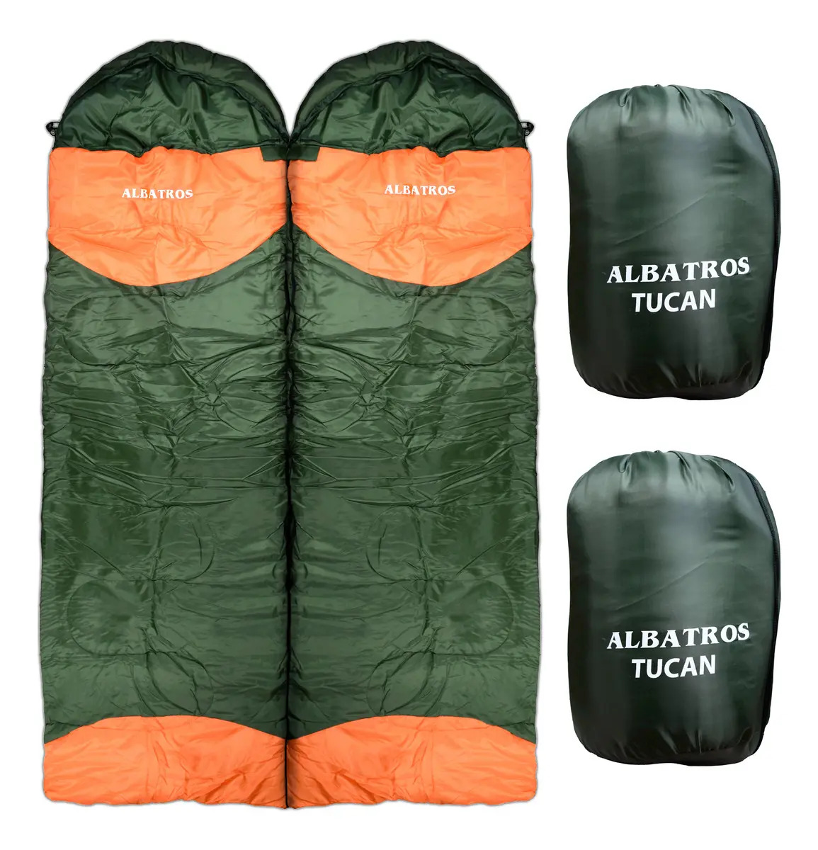 Bolsa Dormir Matrimonial Para Unir 2u Camping Albatros Tucan Verde Oscuro Derecho E Izquierdo