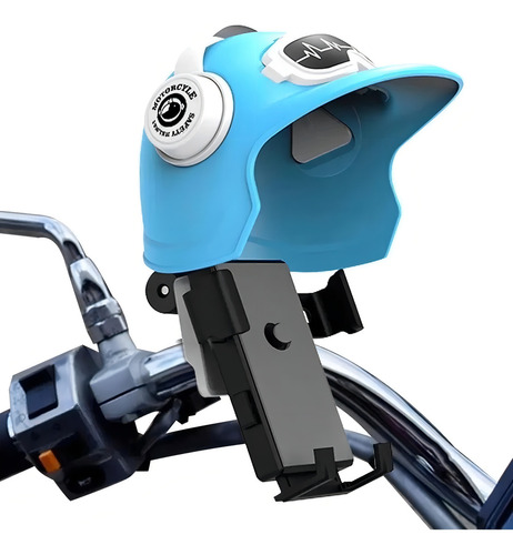 Suporte Celular Estilo Capacete Moto -proteção Solar E Chuva Cor Azul e Preto