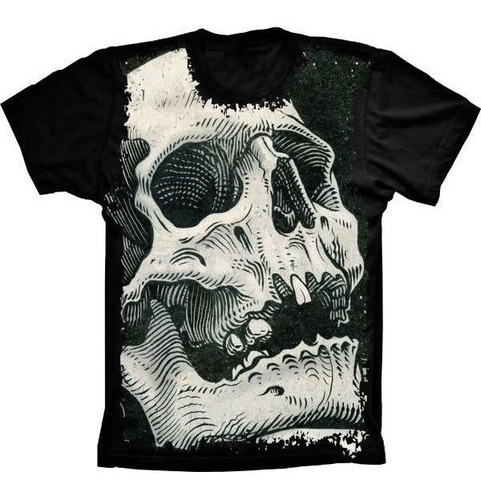Camiseta Estilosa 3d Fullprint Skull Caveira Vintage