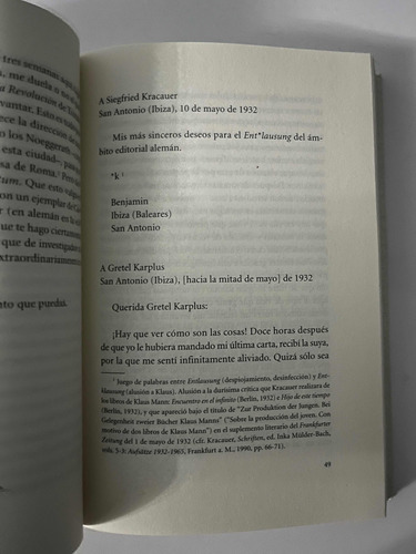 Cartas De La Época De Ibiza- Walter Benjamin, W,-2 (Usado)
