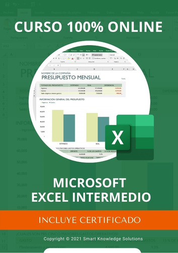 Curso  Excel 2016 Intermedio Online Interactivo+ Libro+ Cert