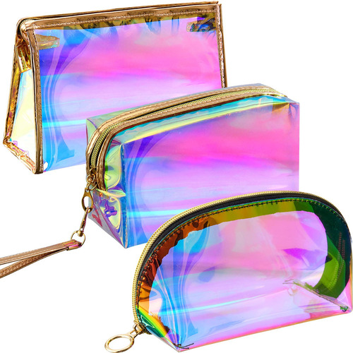 Weewooday Bolsa De Maquillaje Holografica De 3 Piezas, Bolsa