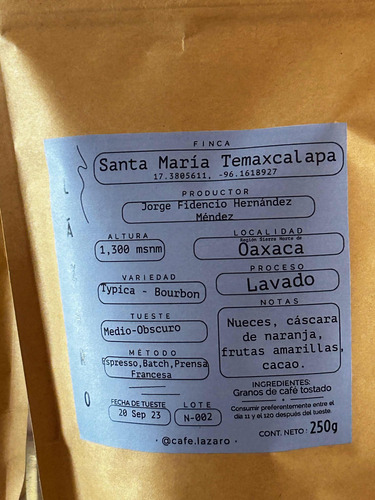 Café Lázaro, Café En Grano De Especialidad