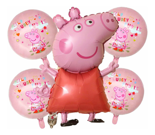 Set 5 Globos Metalizados Peppa Pig + Varillas