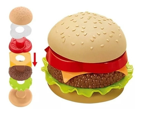Imagen 1 de 5 de Juego Encastre Hamburguesa Didáctico Cocina Niños Ingenio