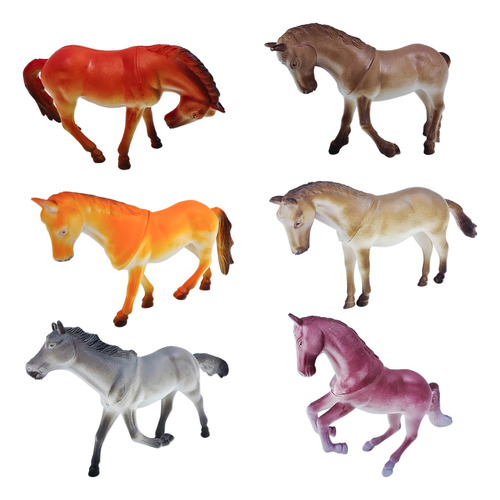   6 Cavalos Grande De Borracha  Miniatura  Animal Brinquedo 