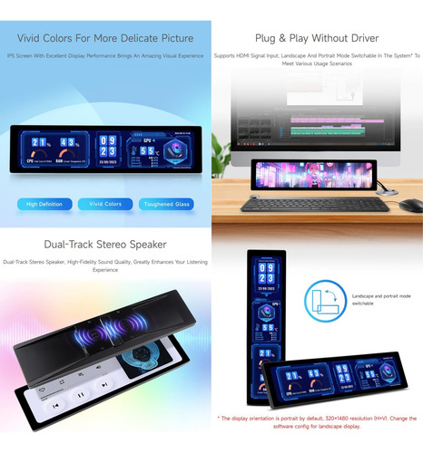 Pantalla Ips Waveshare De 11.9 Pulgadas, Compatible Con Rasp