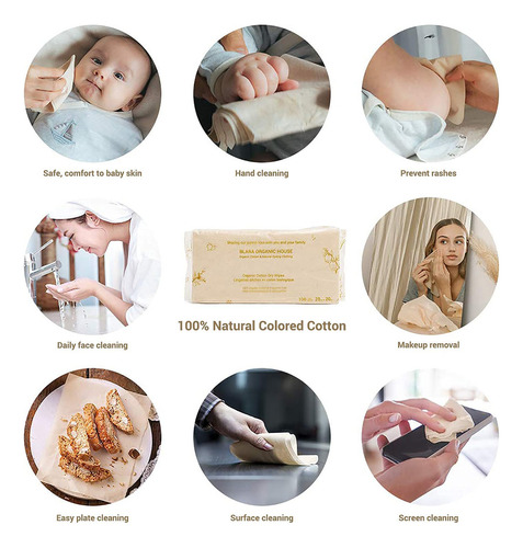 Toallitas Húmedas De Algodón De Color Natural Para Bebés Con