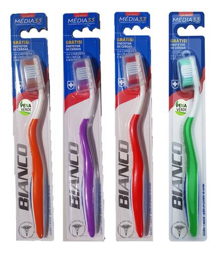 Combo Escovas Dente Clean Action Bianco Média 33 Mm - 4 Uni