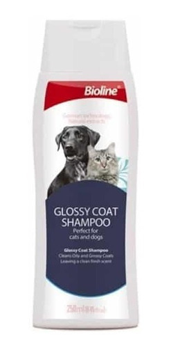 Bioline Shampoo Glossy Coat Perro Y Gato 250ml - Piel Grasa