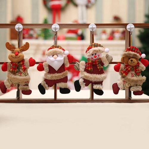 muñeco de Navidad adornos para árboles de Navidad de 4 piezas Papá Noel, muñeco de nieve, alce, oso Árbol de Navidad colgante 