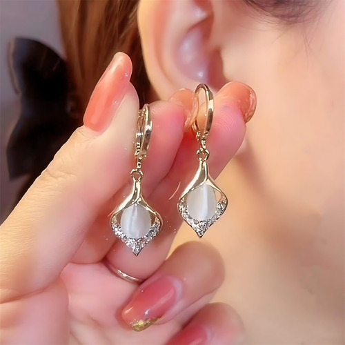 Pendientes En Forma De L Con Forma De Gota De Perlas Platead
