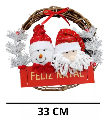 Guirlanda Natalina Feliz Natal Em Madeira Boneco De Neve 55cm