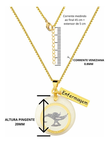 Colar Com Pingente Profissões Presente De Formatura Cor Dourado