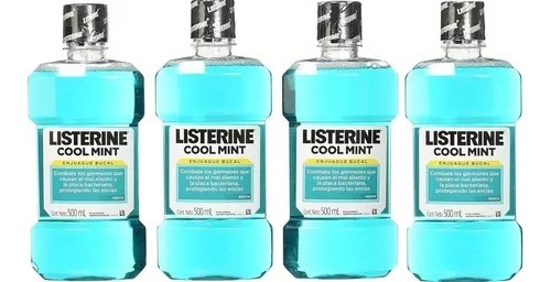 4 Listerine Cool Mint Enjuague Bucal Elimina El Mal Aliento