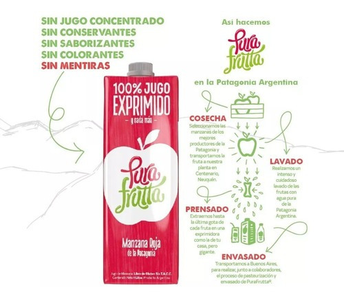 Imagen 2 de 4 de Jugo Manzana Roja Pura Frutta 1 Litro