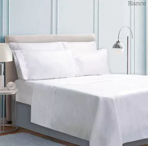 Juego de sábanas blancas 100% algodón para cama de 180 cm 4pz