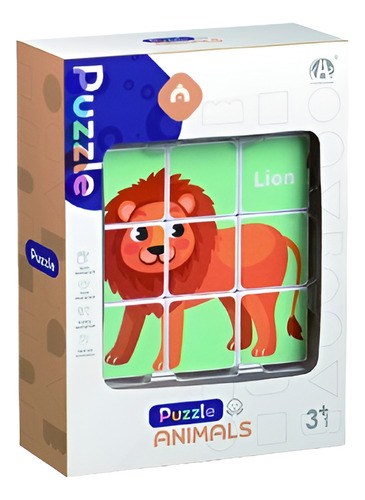 Puzzle Rompecabezas Cubos Magneticos 9 Piezas Zoologico