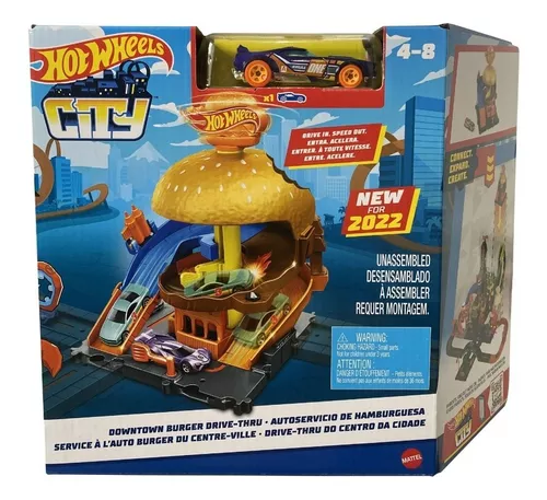 Pista Hot-Wheels City Drive Thru do Hamburguer - Mattel HDR26 - Arco-Íris  Toys