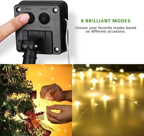 Imagen 3 de 5 de Tira Luces Led Decorativas Tipo Alambre 50 Led- 5mts Solares