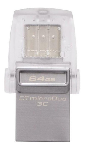 Pendrive Kingston DataTraveler microDuo 3C DTDUO3C 64GB 3.1 Gen 1 prateado