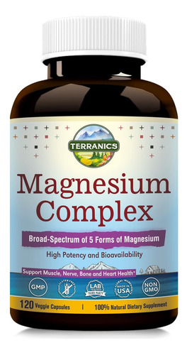 Complexo De Magnésio Terranics 500 Mg, 120 Cápsulas Vegetais