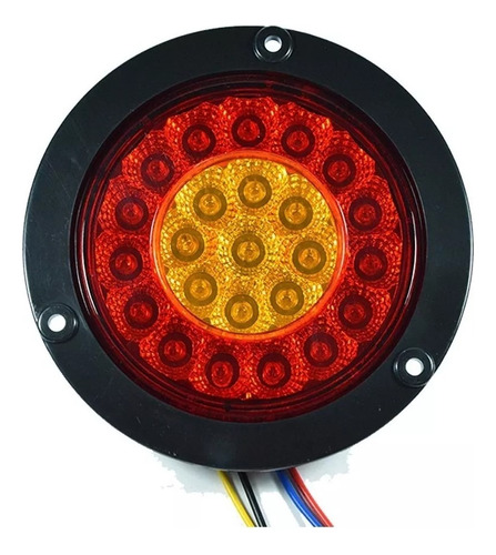 Kit 6 Plafones Redondo P/ Camión 24 Led S Bi Color R/ambar