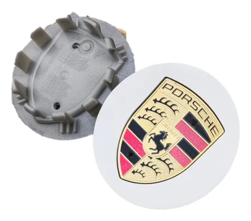 Centro De Rin Porsche Tapa Emblema Copa 76mm Plata X1