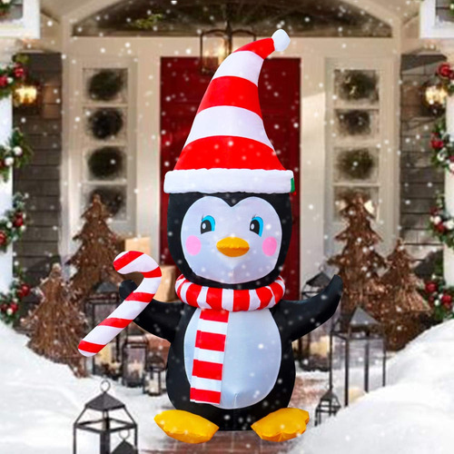 Temporada Blow 4 Pies Led Led Up Penguin Navideño Inflable C