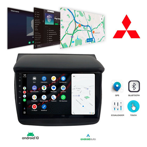 Stereo Android Screen 9¨ Hd Mitsubishi L200 Triton Carplay