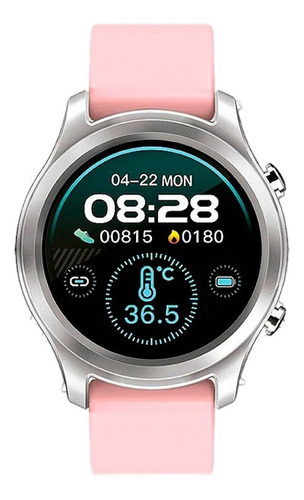 Imagen 1 de 2 de Smartwatch Noga NG-SW05 1.3" caja de  metal  plateada, malla  rosa de  tpu