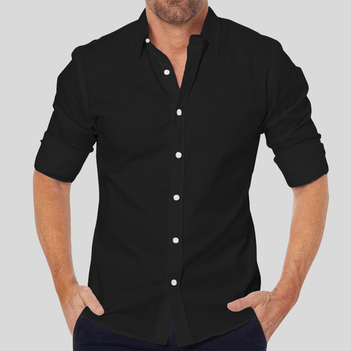 Camisa De Manga Larga Holgada A Rayas Con Botones De Solapa