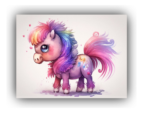 Cuadro Bastidor Madera Creativa Poni Poster 65x50cm Infantil