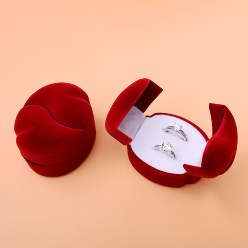 Caja De Anillos De Boda Con Corazón, Estuche De Joyería