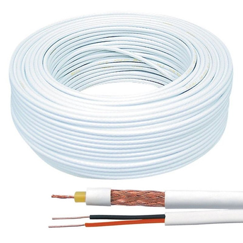 Cable Coaxil + Corriente Rg59 Siames Rollo 100 Metros