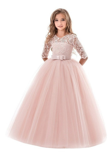 Niñas - Vestido De Princesa Con Lazo, Vestido De Fiesta