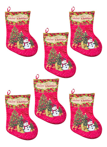 Set De 6 Botas Navideñas De 35cm Para Colgar, Navideñas
