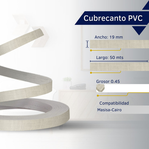 Cubre Canto Pvc .45 Cairo Lino 19mm X 50mts