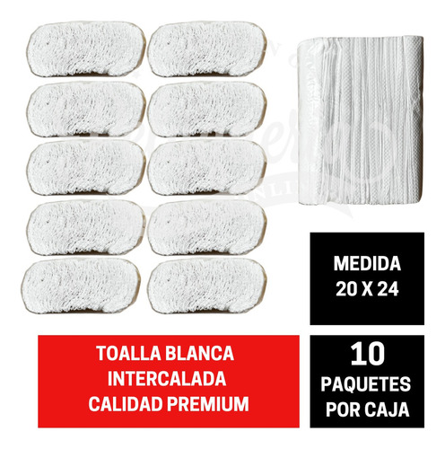 Toallas Intercaladas Para Mano Blancas 20x24 2500u Reales