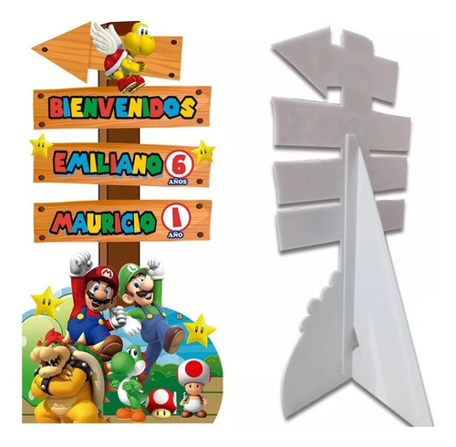 Figura Coroplast Letrero Bienvenida 1m Mario Bross