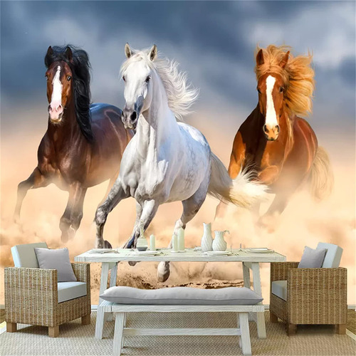 Mural Pared 3d Caballo Animal Blanco Para Despegar Oficina X