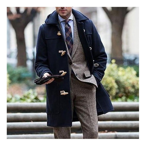 Abrigo De Hombre Delgado Elegante Gabardina Doble Botonadura
